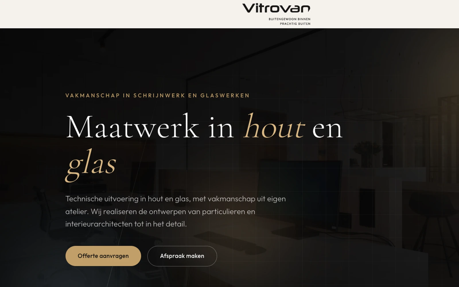 Homepage van Vitrovan, schrijnwerk en glaswerken in Izegem
